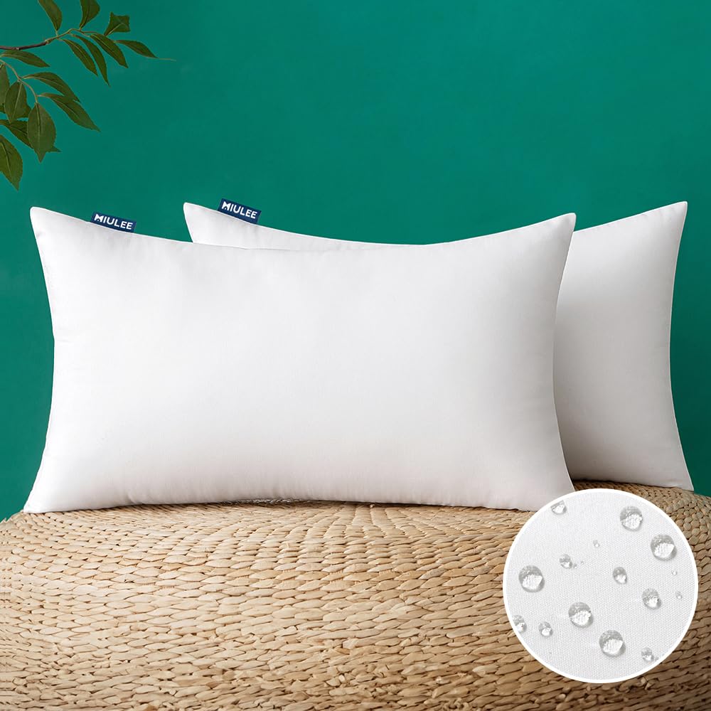 MIULEE outdoor pillow insert 14x22 waterproof fabric for patio comfort