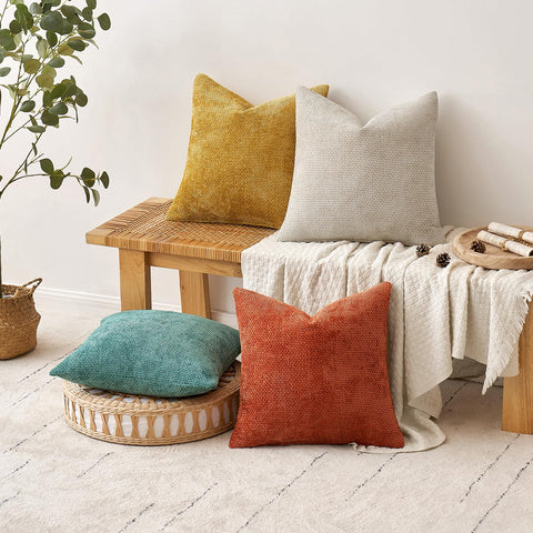 MIULEE pack of four 18x18 pillow covers with inserts not included for easy seasonal updates.