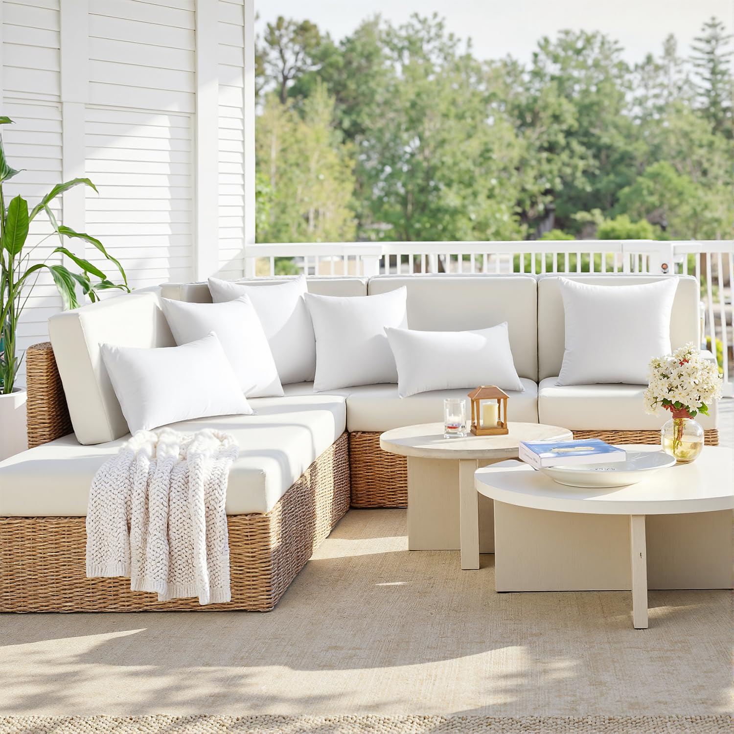 MIULEE soft-support patio pillows provide plush comfort for cushions on decks.