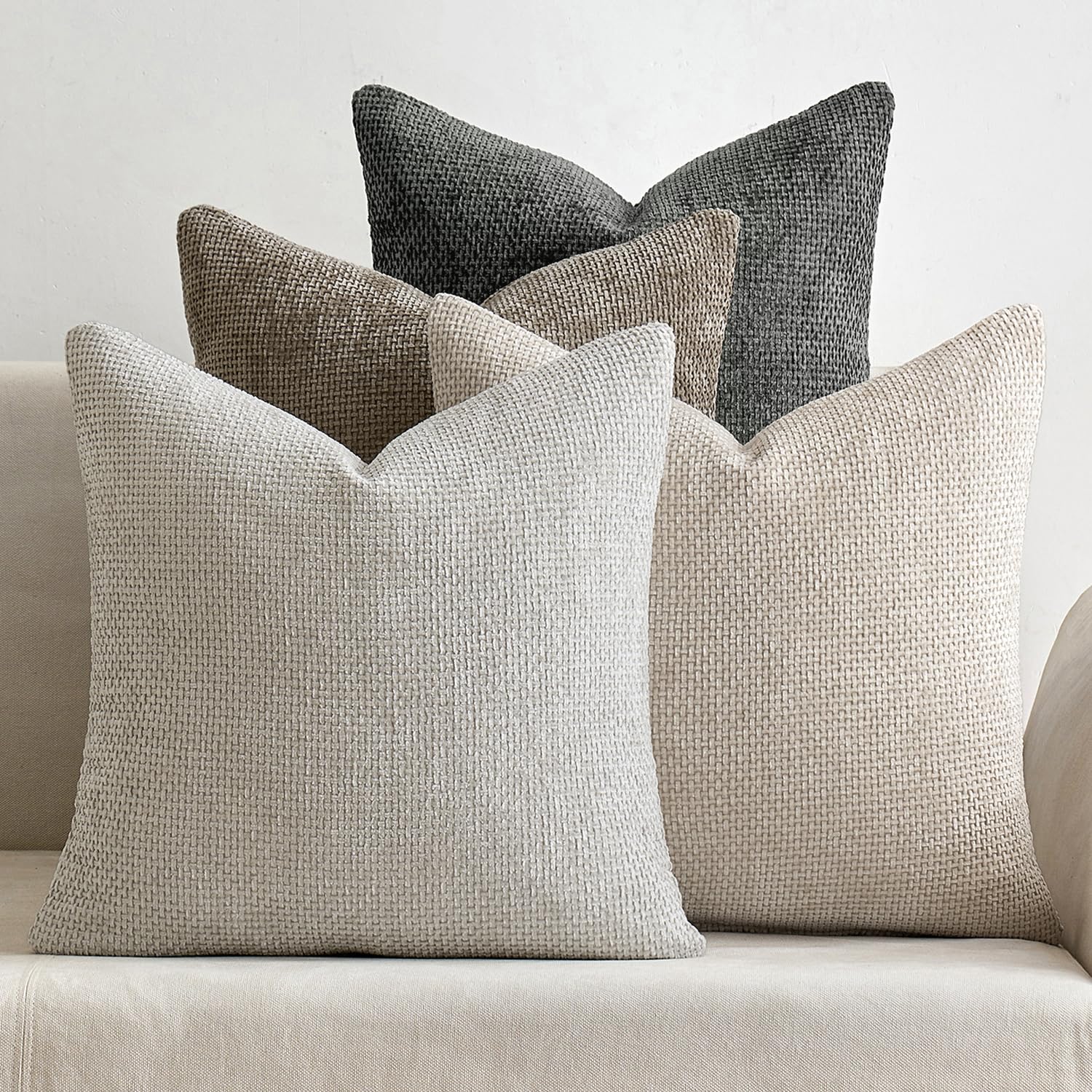 MIULEE cream chenille pillow cover for plush sofa comfort.