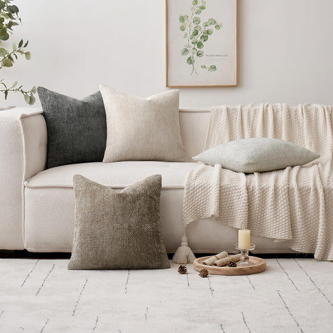 MIULEE greige chenille pillow cover blends with modern decor.