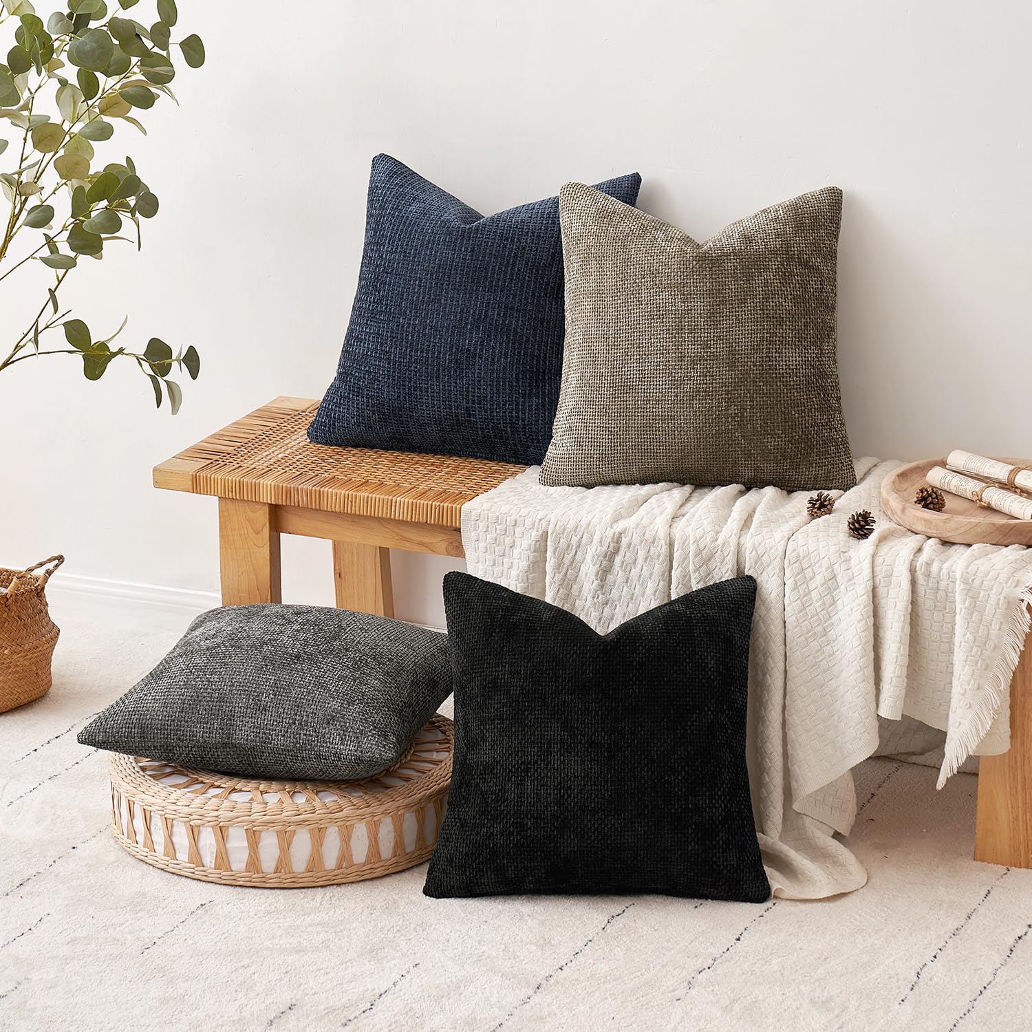 MIULEE pack of four pillow covers for coordinated decor refresh