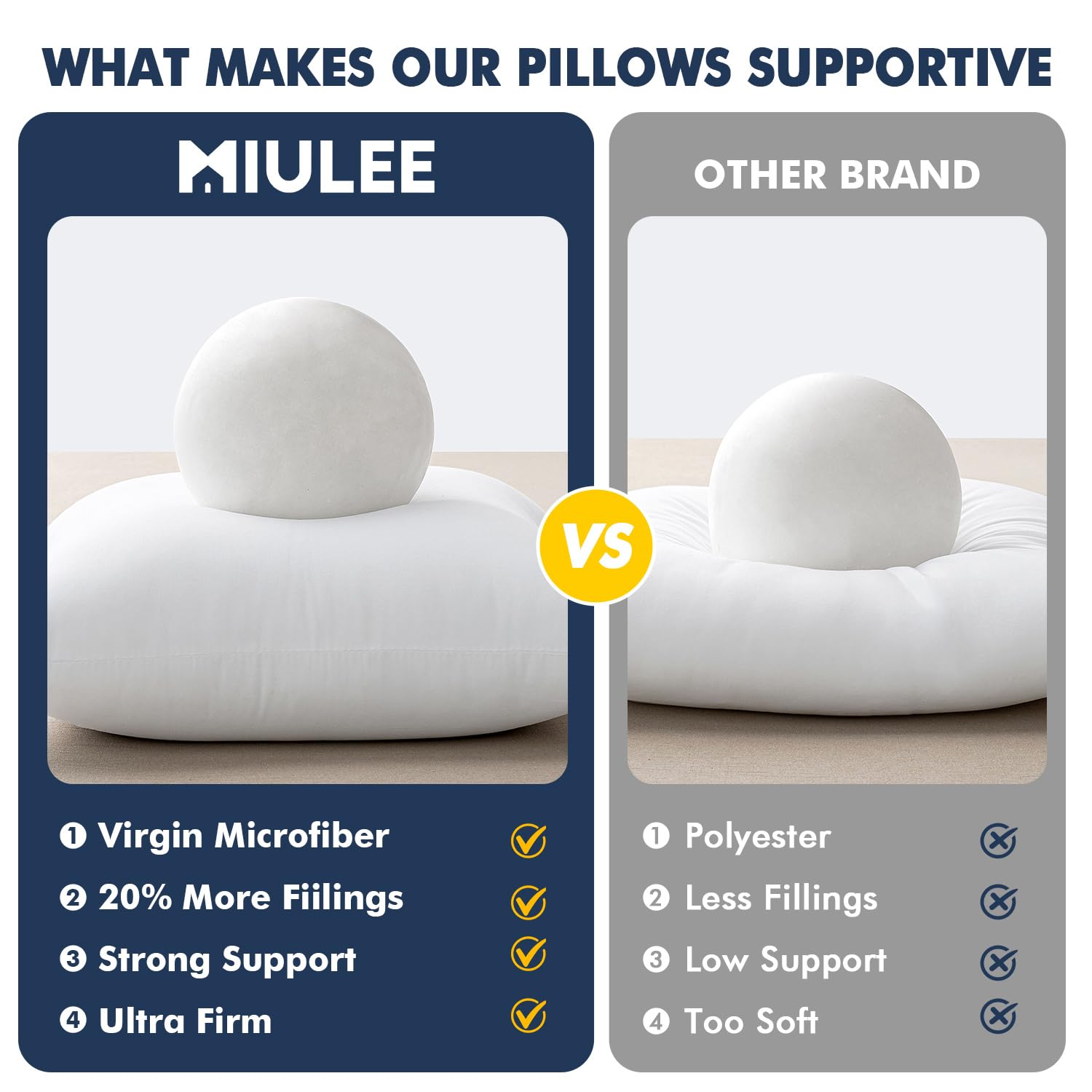 MIULEE pillow insert soft brushed fabric for premium feel