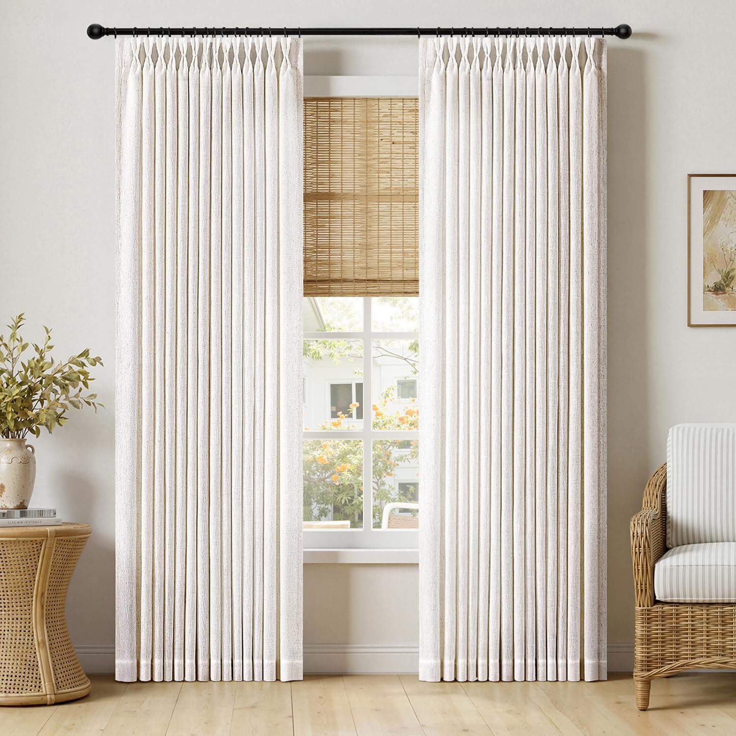 MIULEE pinch-pleat curtains 84in panel, front view with refined drape.