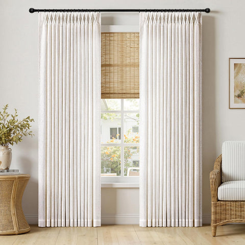 MIULEE pinch-pleat curtains 84in panel, front view with refined drape.