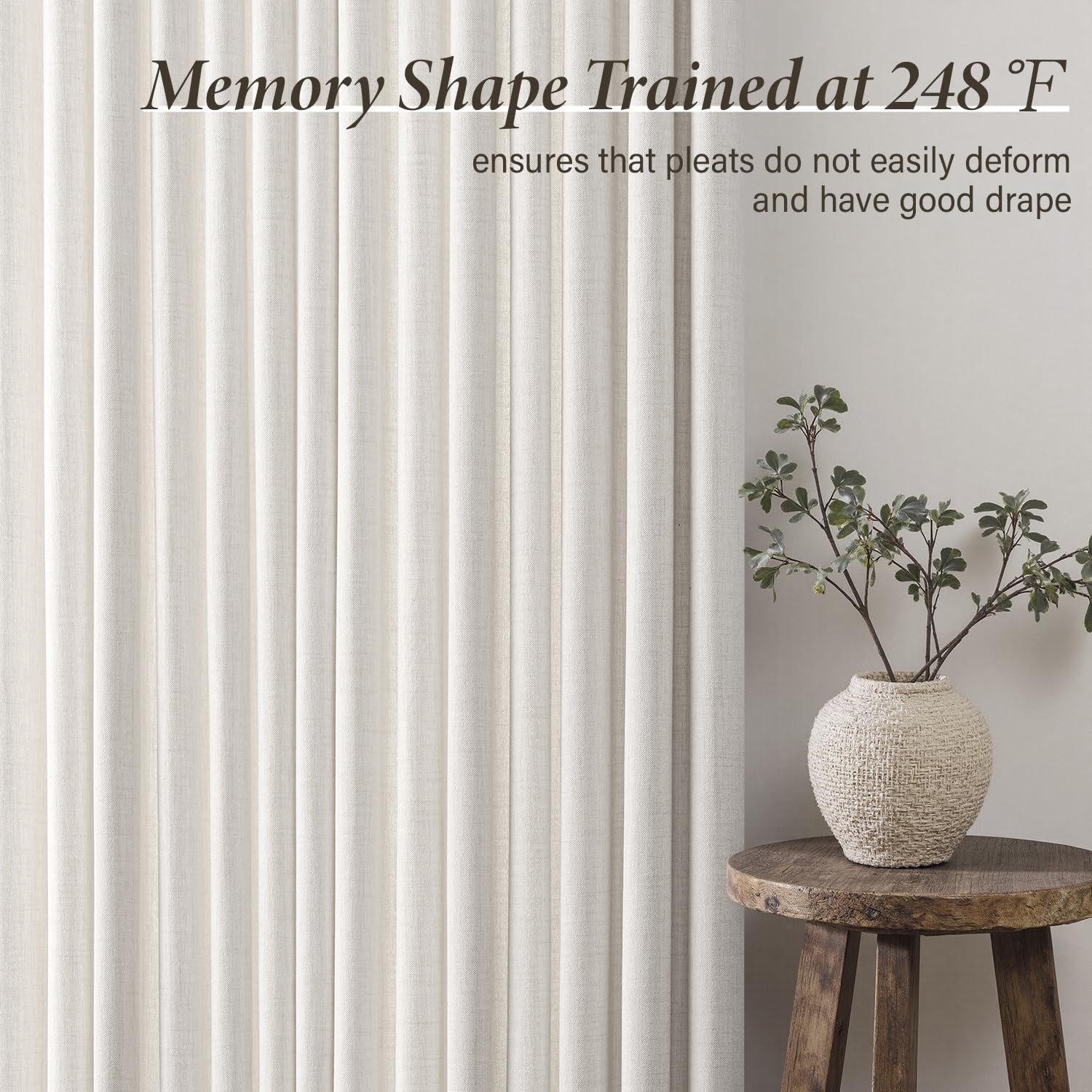 MIULEE Pinch Pleated Linen Curtain 90in back tab design adds versatile hanging options