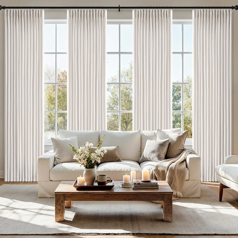 MIULEE Pinch Pleated Linen Curtain 90in front view for stylish light diffusion