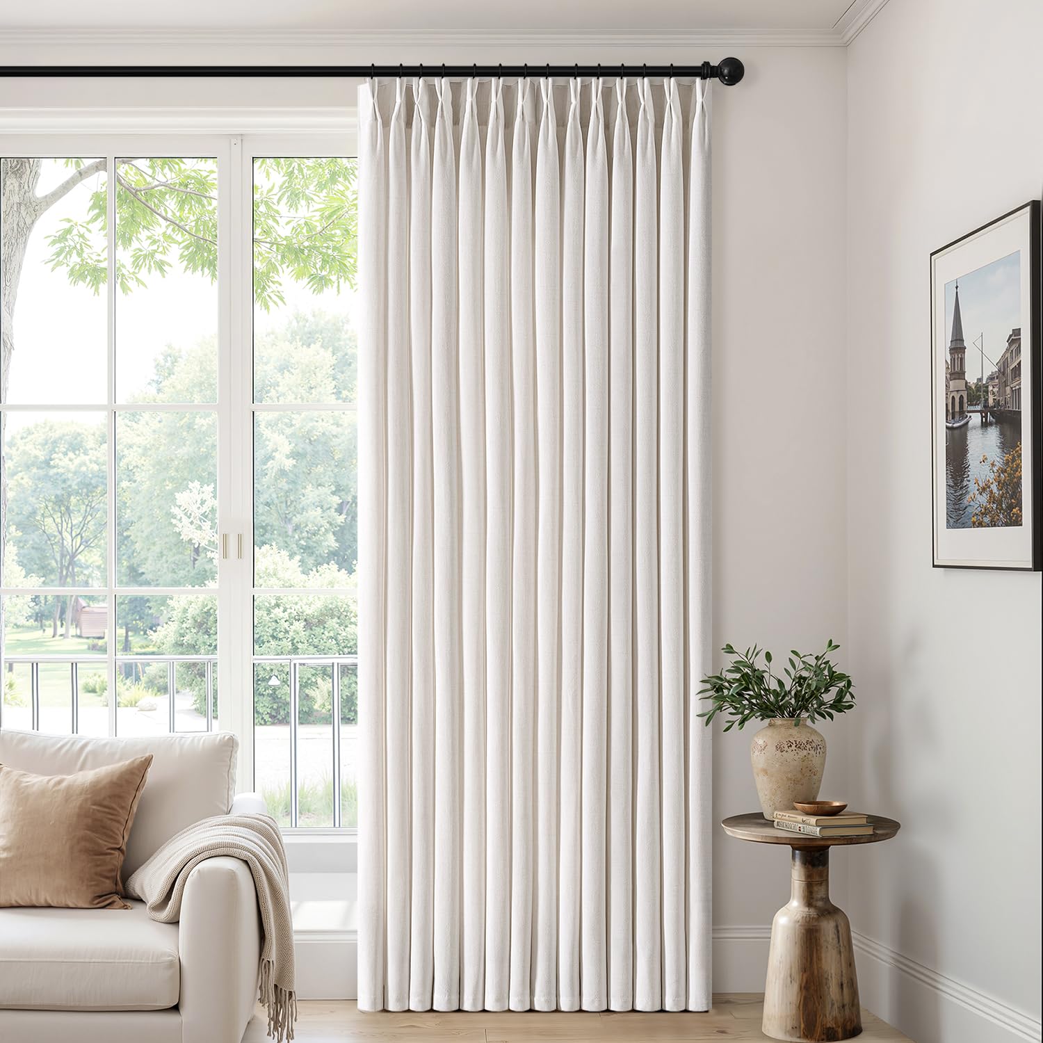 MIULEE Pinch Pleated Linen Curtain 90in memory pleats maintain crisp silhouette