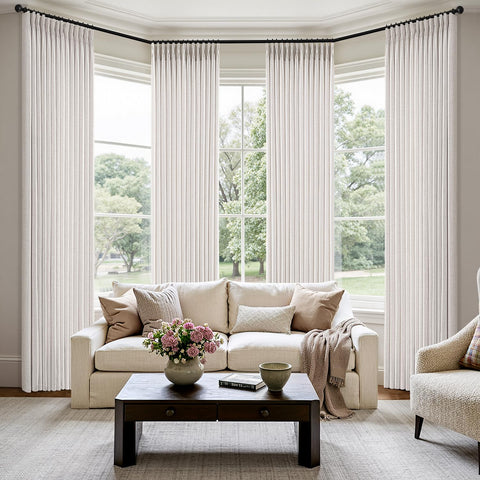 MIULEE Pinch Pleated Linen Curtain 90in pleat detail highlights memory pleats for lasting shape