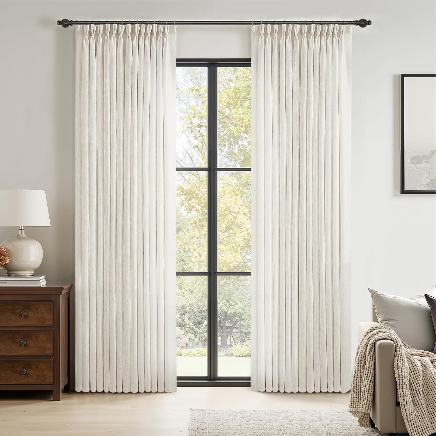 MIULEE pinch-pleated linen curtains panel with refined drape for living rooms.