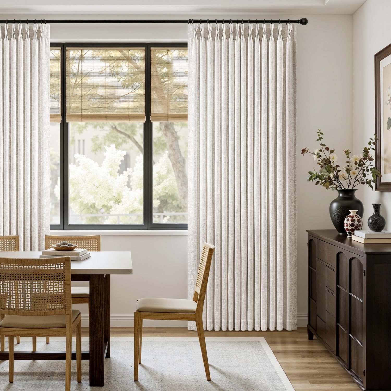 MIULEE privacy-enhancing drapes providing ample coverage while daylight remains.