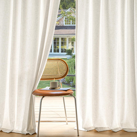 MIULEE privacy linen curtain close-up showing back tab and rod pocket for easy hanging.