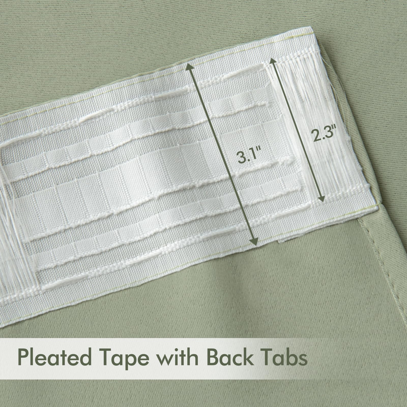 MIULEE sage green curtains pinch-pleat close-up shows classic fullness.