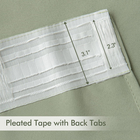 MIULEE sage green curtains pinch-pleat close-up shows classic fullness.
