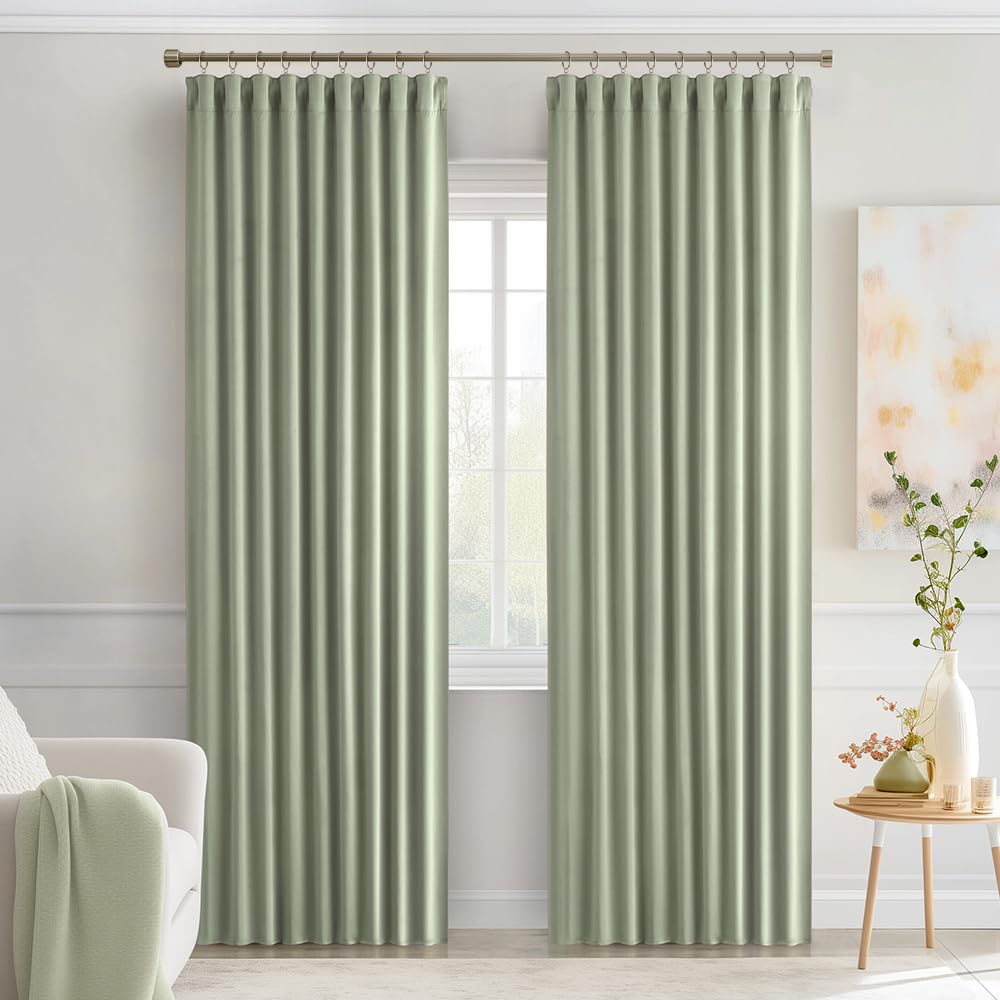 MIULEE sage green curtains create a soothing room ambience in any space.