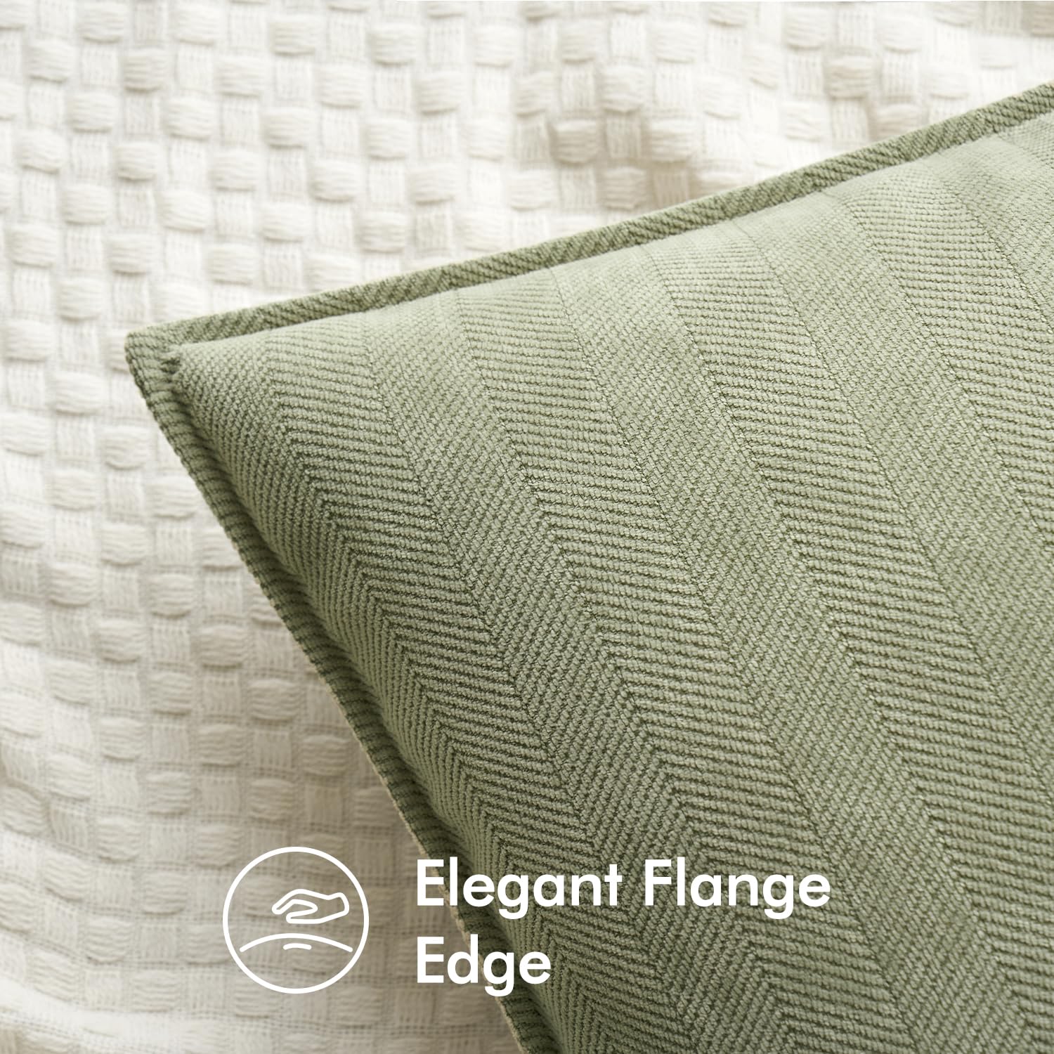 MIULEE sage green pillow cover back view with hidden heart zipper for easy insert