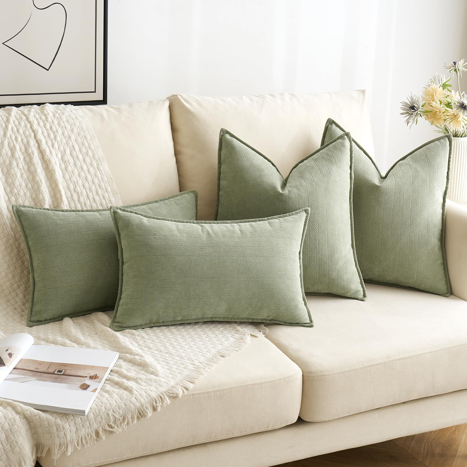 MIULEE two-pack displayed on a sofa demonstrates versatile spring decor