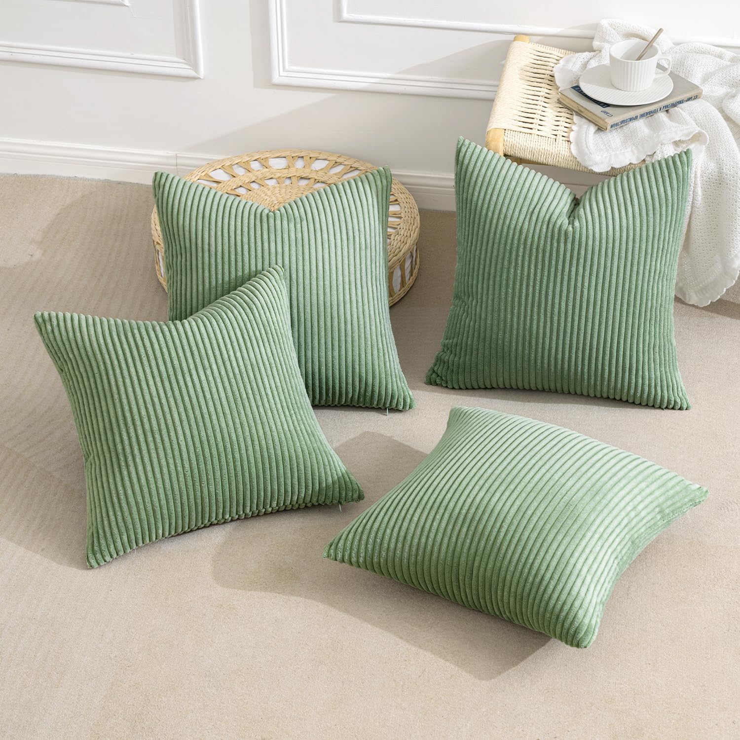 MIULEE sage green room ambience demonstrating calm, adaptable decor