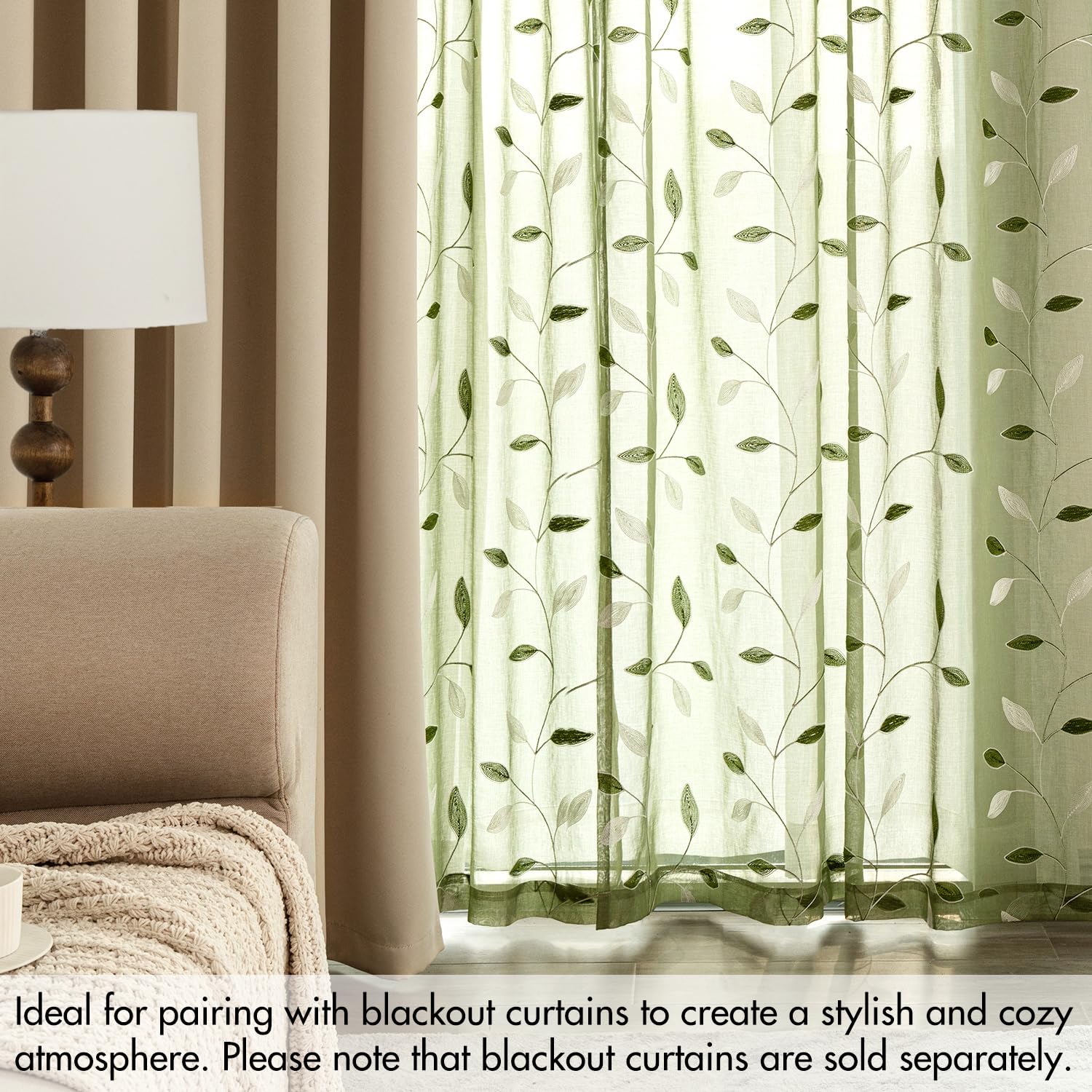 MIULEE sage green two-panel set ready to style windows in any room.