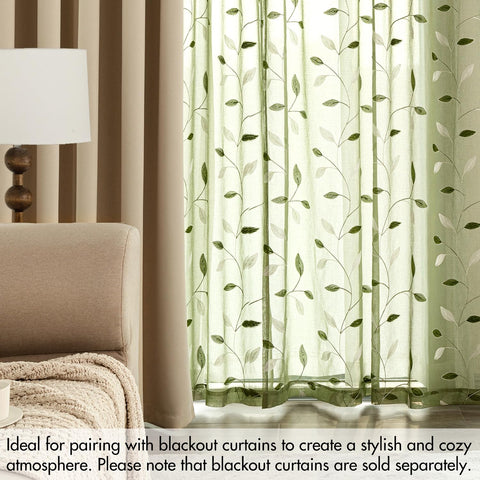 MIULEE sage green two-panel set ready to style windows in any room.