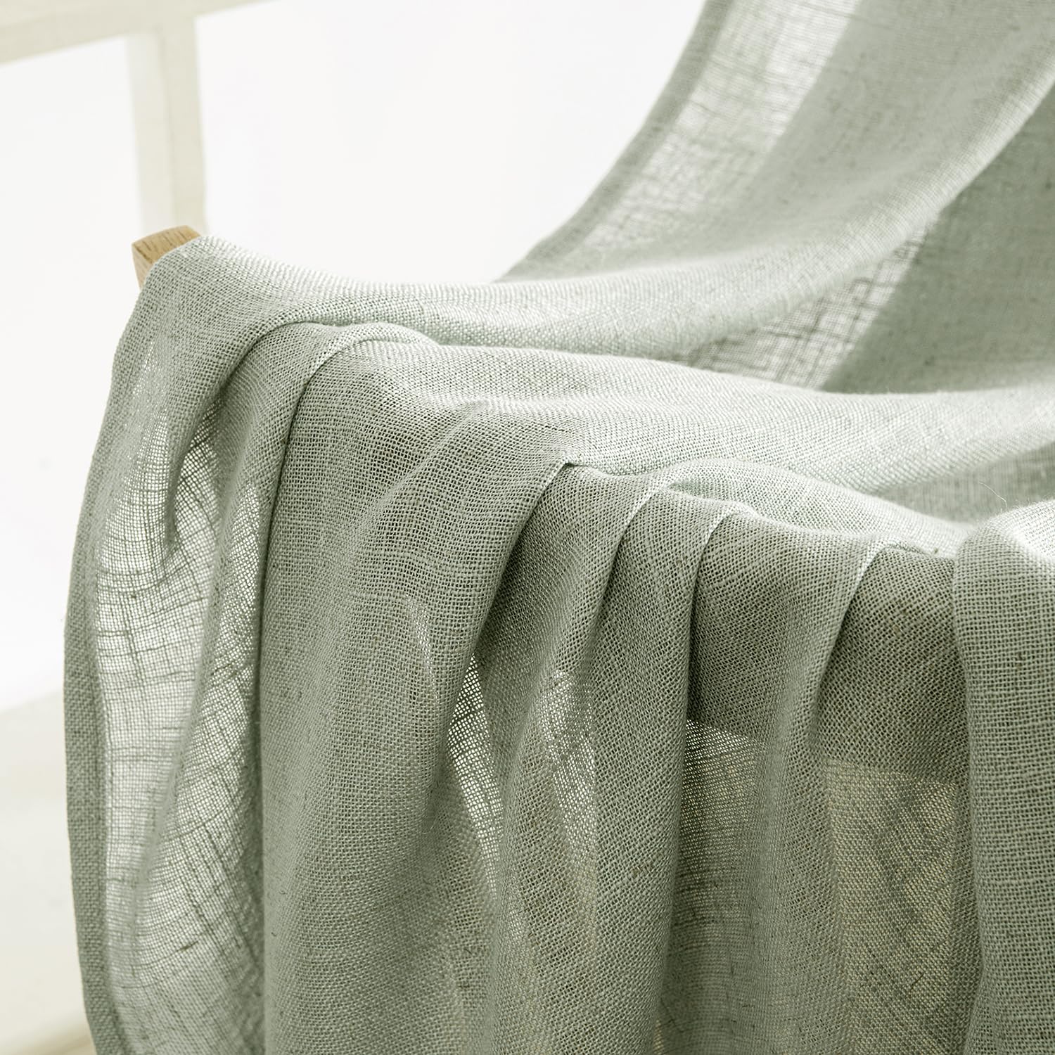 MIULEE Sage Linen Curtains living room ambiance with soft fabric.