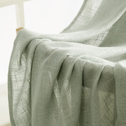 MIULEE Sage Linen Curtains living room ambiance with soft fabric.