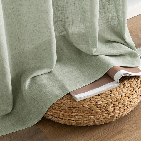 MIULEE Sage Linen Curtains 84 inch length for tall windows.