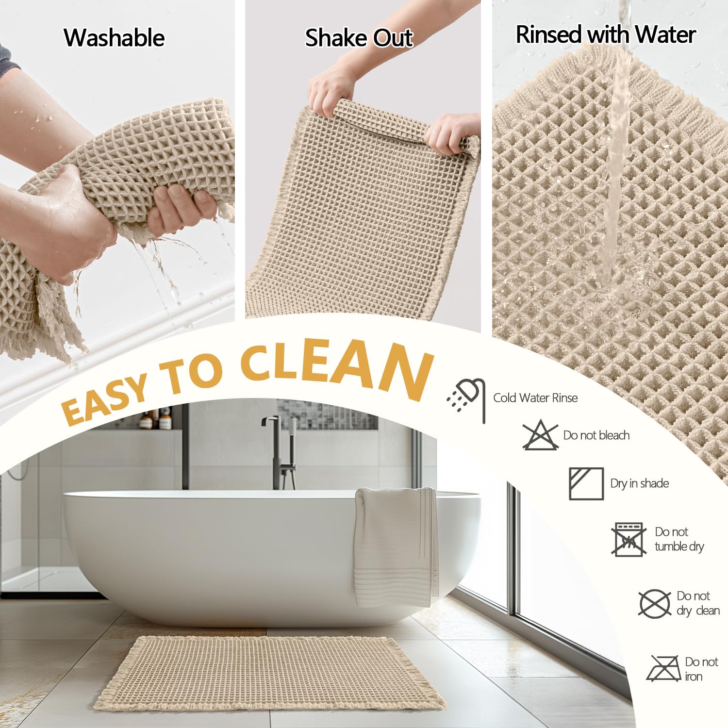 MIULEE set of 2 waffle bath mats coordinates bathroom style