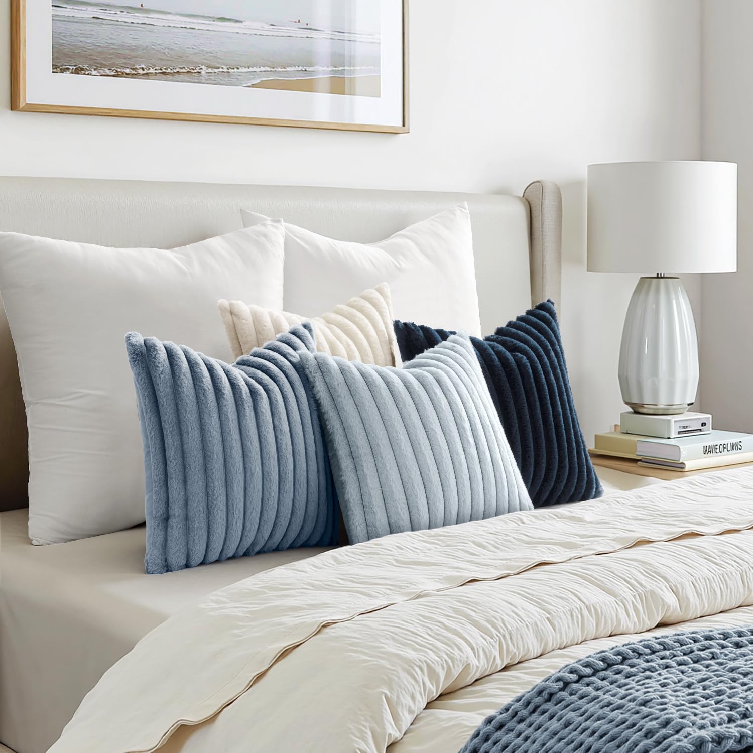 MIULEE set of four 18x18 pillow covers navy for living room refresh.