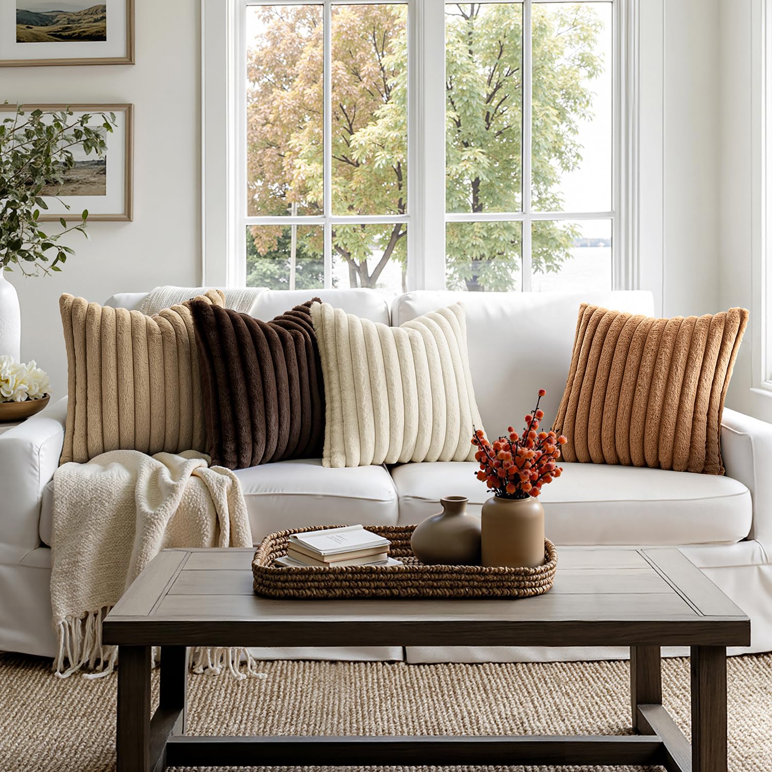 MIULEE set of four 18x18 covers elevates living room decor