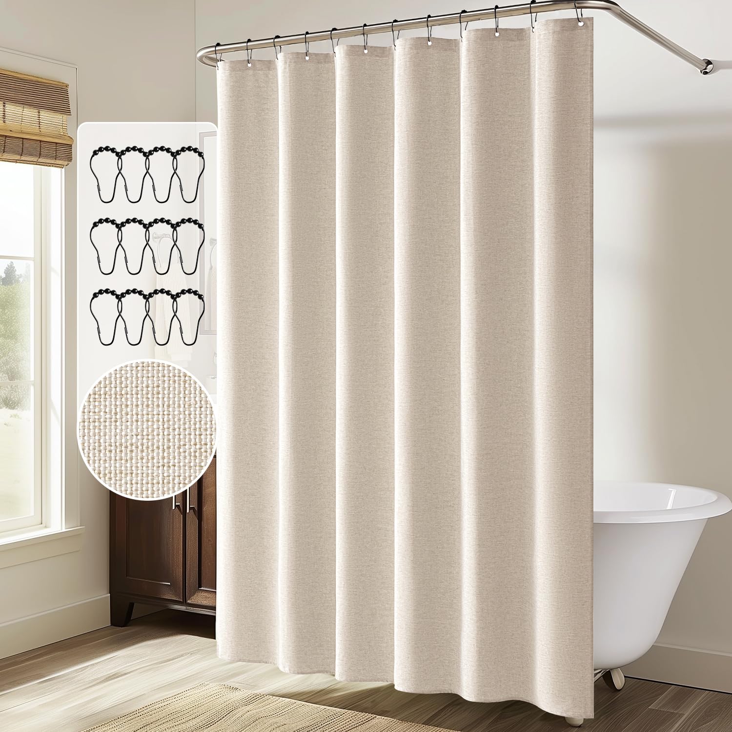 MIULEE curtain with 12 metal hooks for easy hanging.
