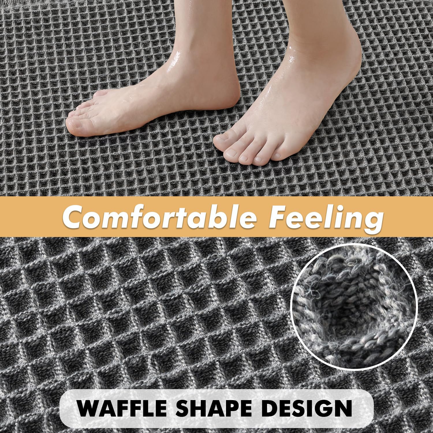 MIULEE soft 3D waffle design adds cozy comfort after showers.