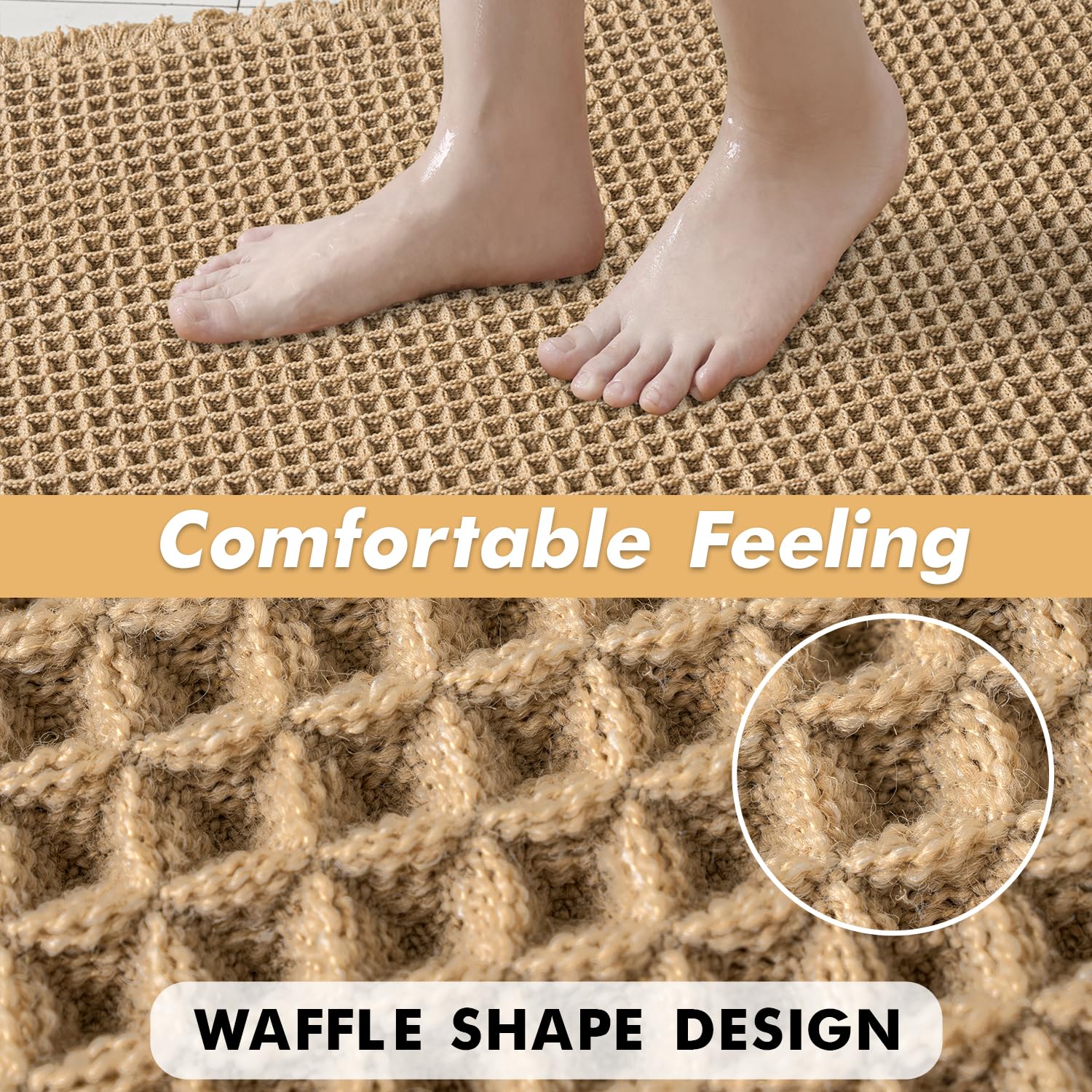 MIULEE soft 3D waffle texture mat on a tile floor