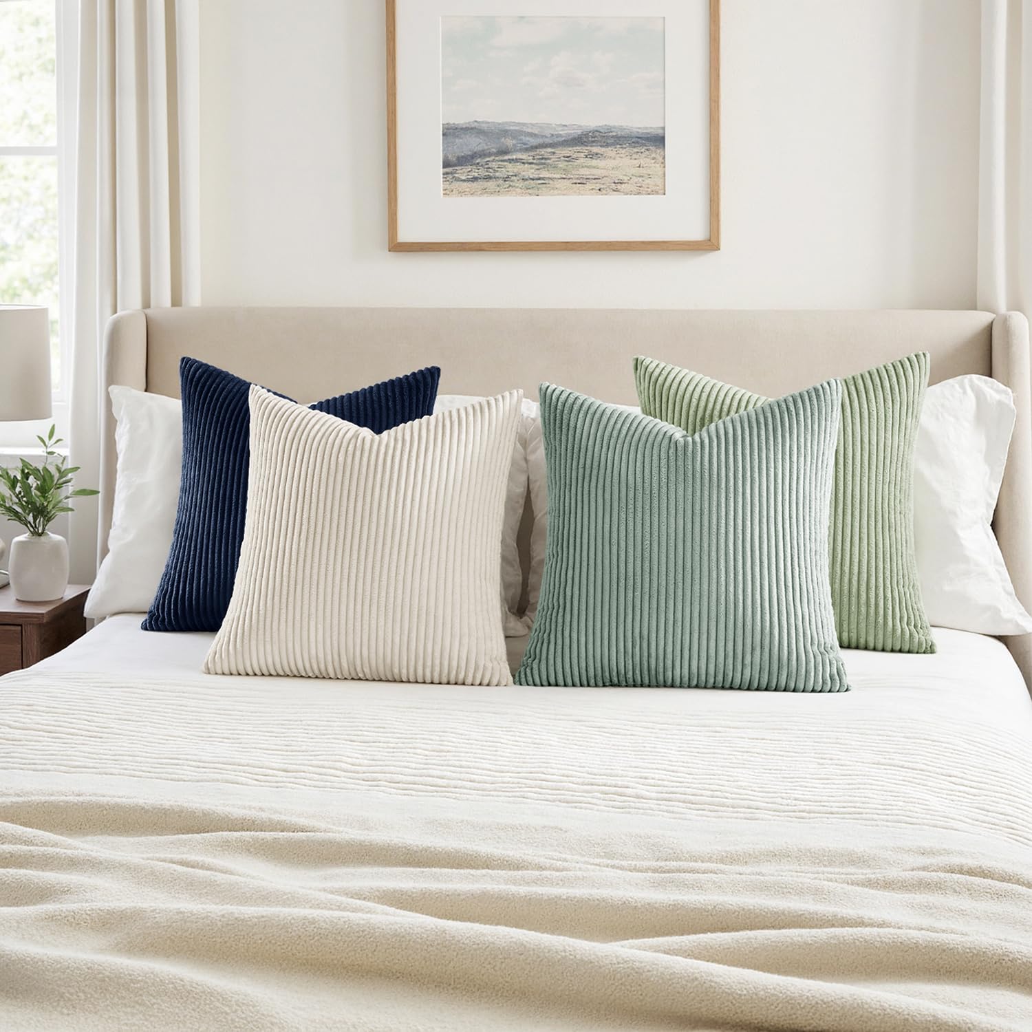 MIULEE soft corduroy pillow cover set of four adds cohesive style.