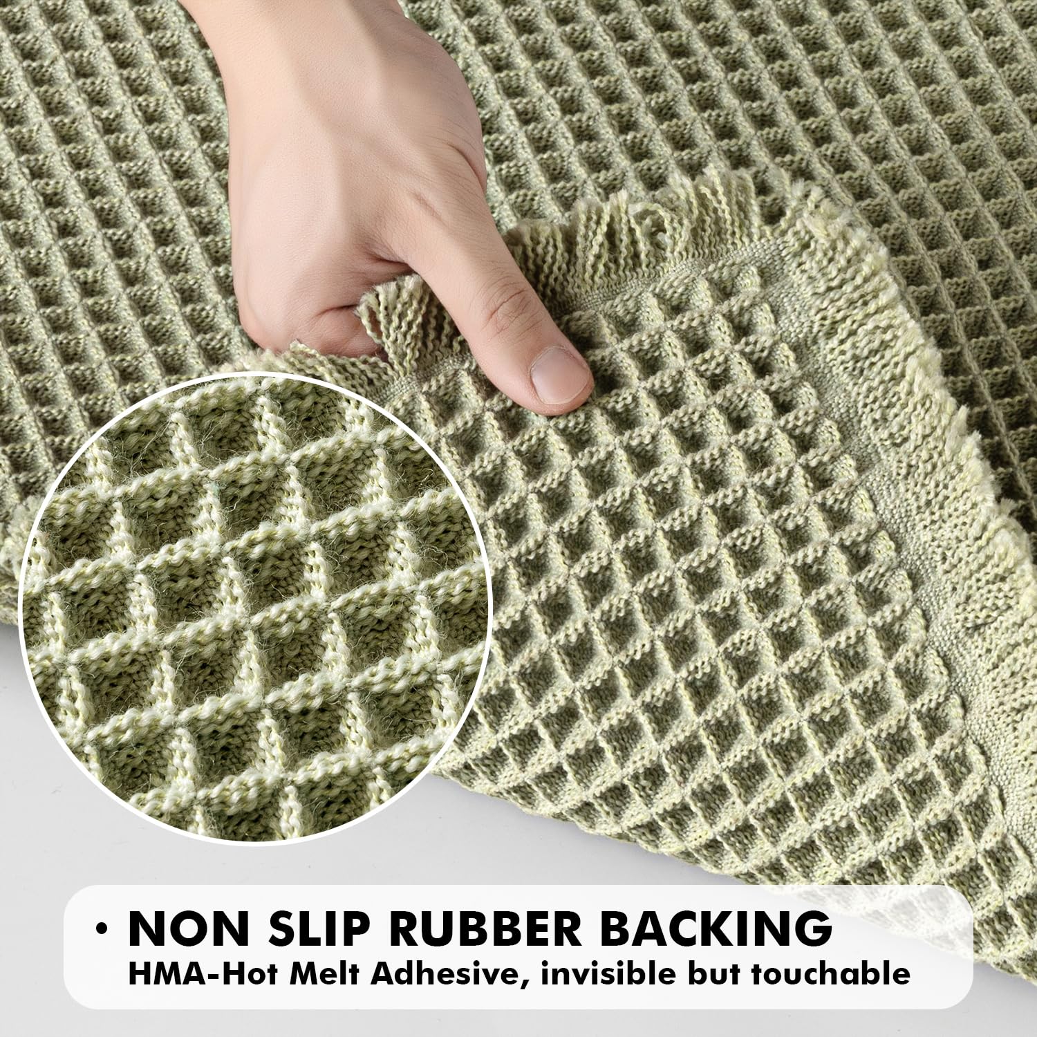 MIULEE soft, cozy waffle fibers provide comfortable footing on bathroom floors.