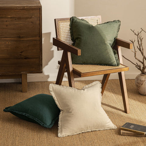 MIULEE indoor-outdoor olive green pillow cover for versatile décor.