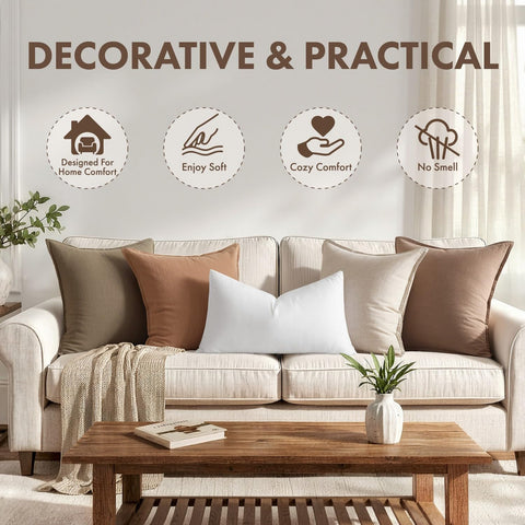 MIULEE soft pillow insert on a bed for cozy lounging and layering.