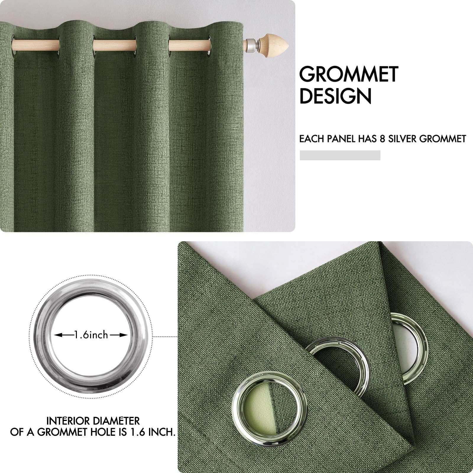 MIULEE closeup of soft olive green linen texture fabric