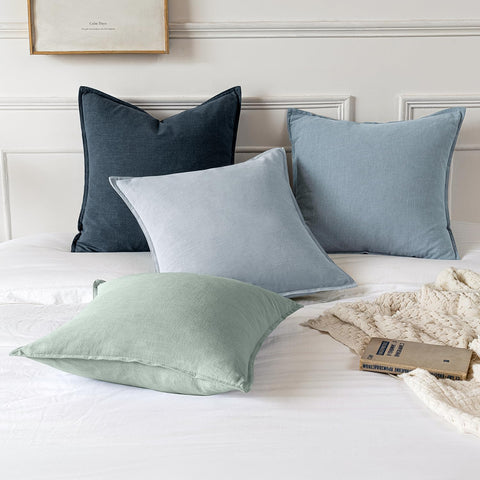 MIULEE solid-color linen pillow cover in blue grey pair for versatile decor