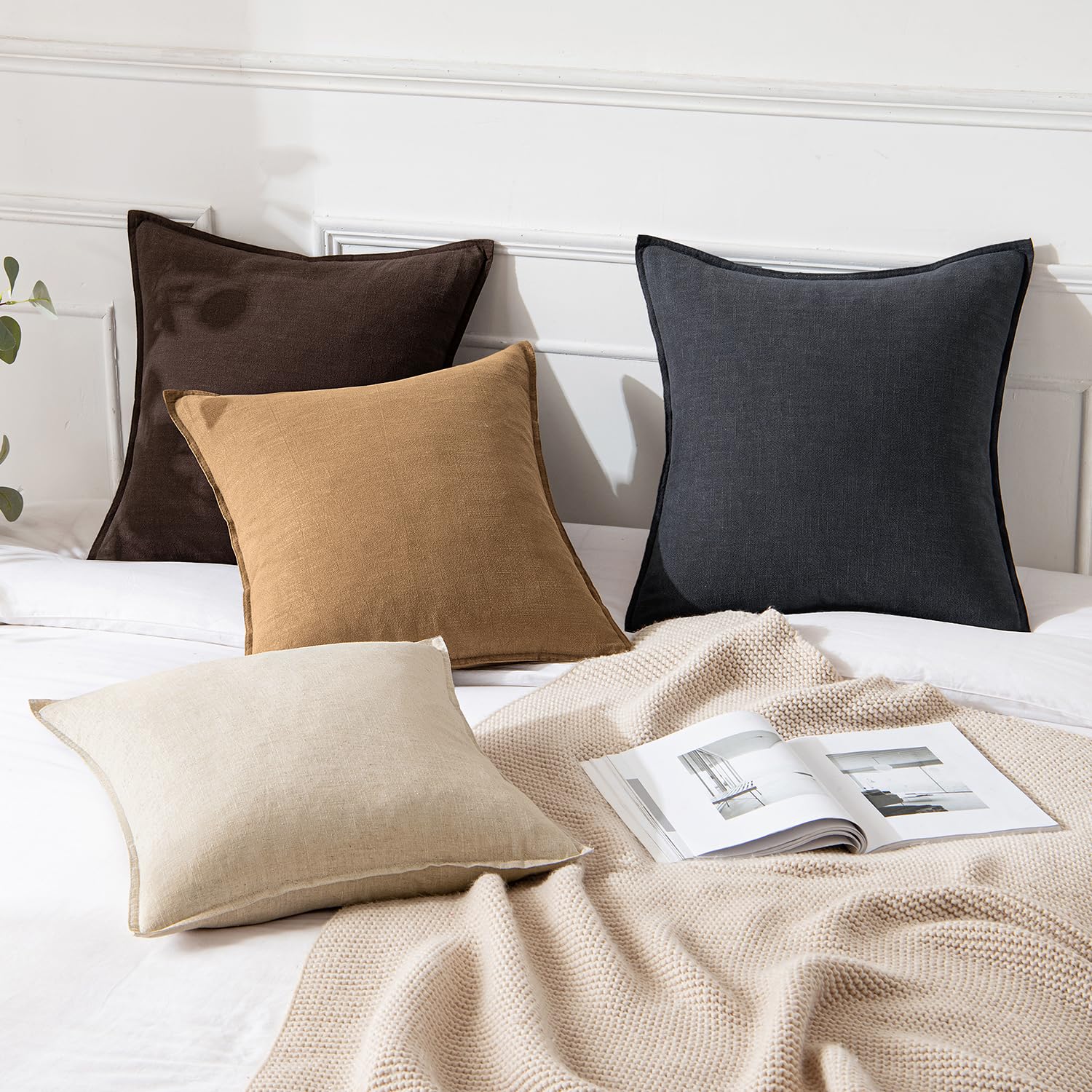 MIULEE solid-color linen pillow cover suits multiple decor styles.