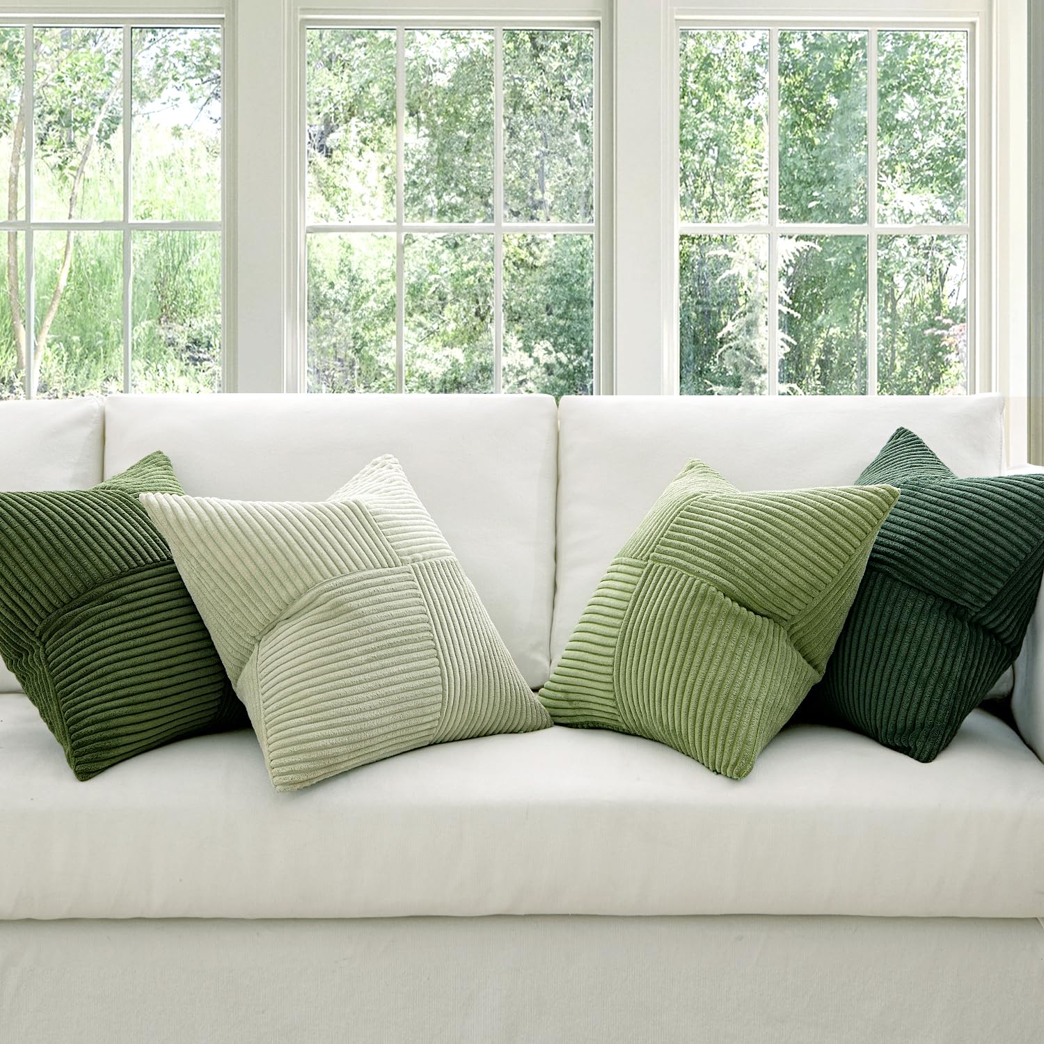 MIULEE Spring Green pillow cover shows invisible zipper for sleek, easy removal.