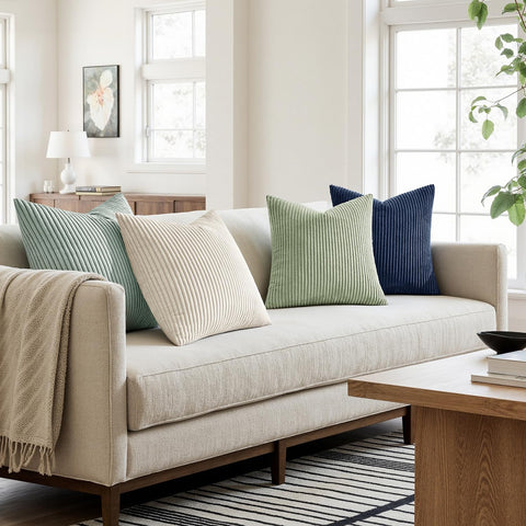 MIULEE stripe pattern pillow cover 18x18 enhances decor with subtle calming color.