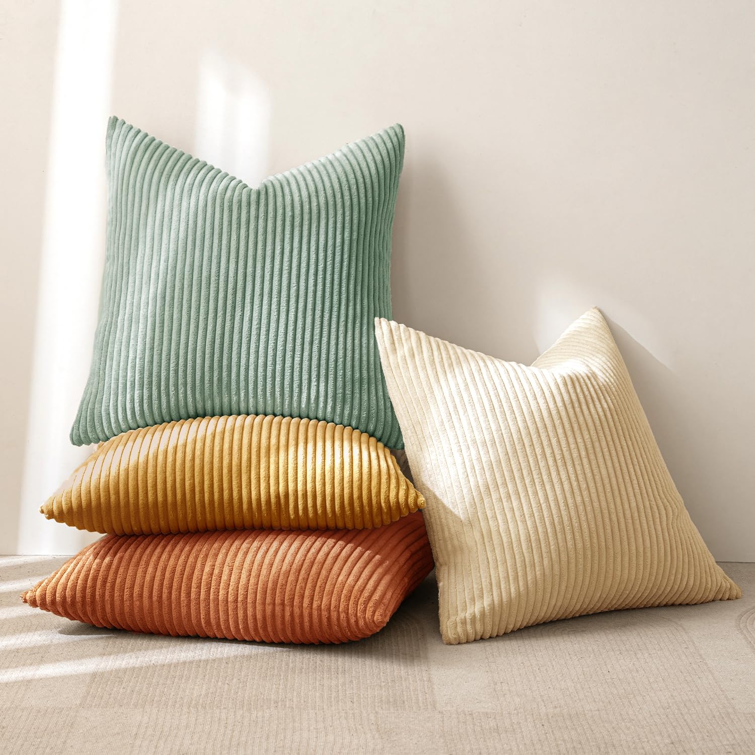 MIULEE summer decor pillow cover in turquoise and mustard delivers bright color pop