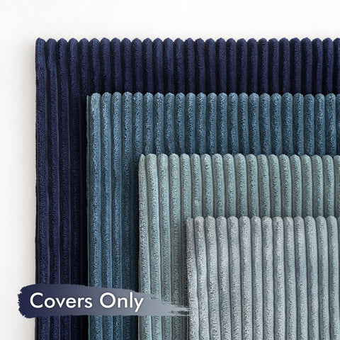 MIULEE navy pillow covers in a cozy living room setup