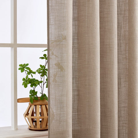 MIULEE taupe linen curtains rod-pocket combo blends classic look with simple installation.