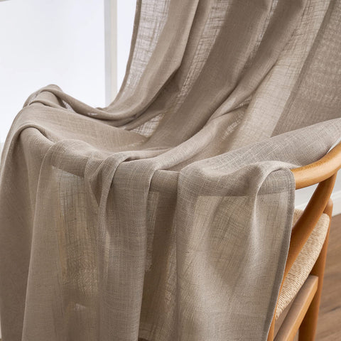 MIULEE taupe linen curtains room-set visualization ideal for bedroom or living room.