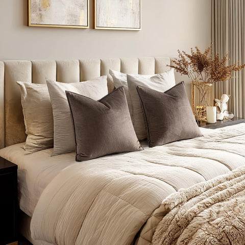 MIULEE taupe velvet pillow cover 20x20 reflects light for dynamic color shifts