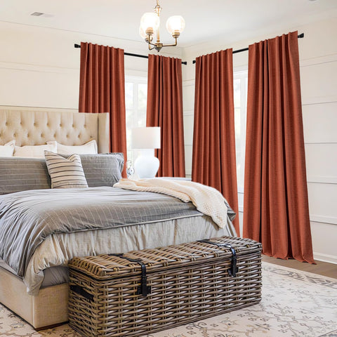MIULEE Terracotta linen fabric evokes natural warmth and soft light diffusion.