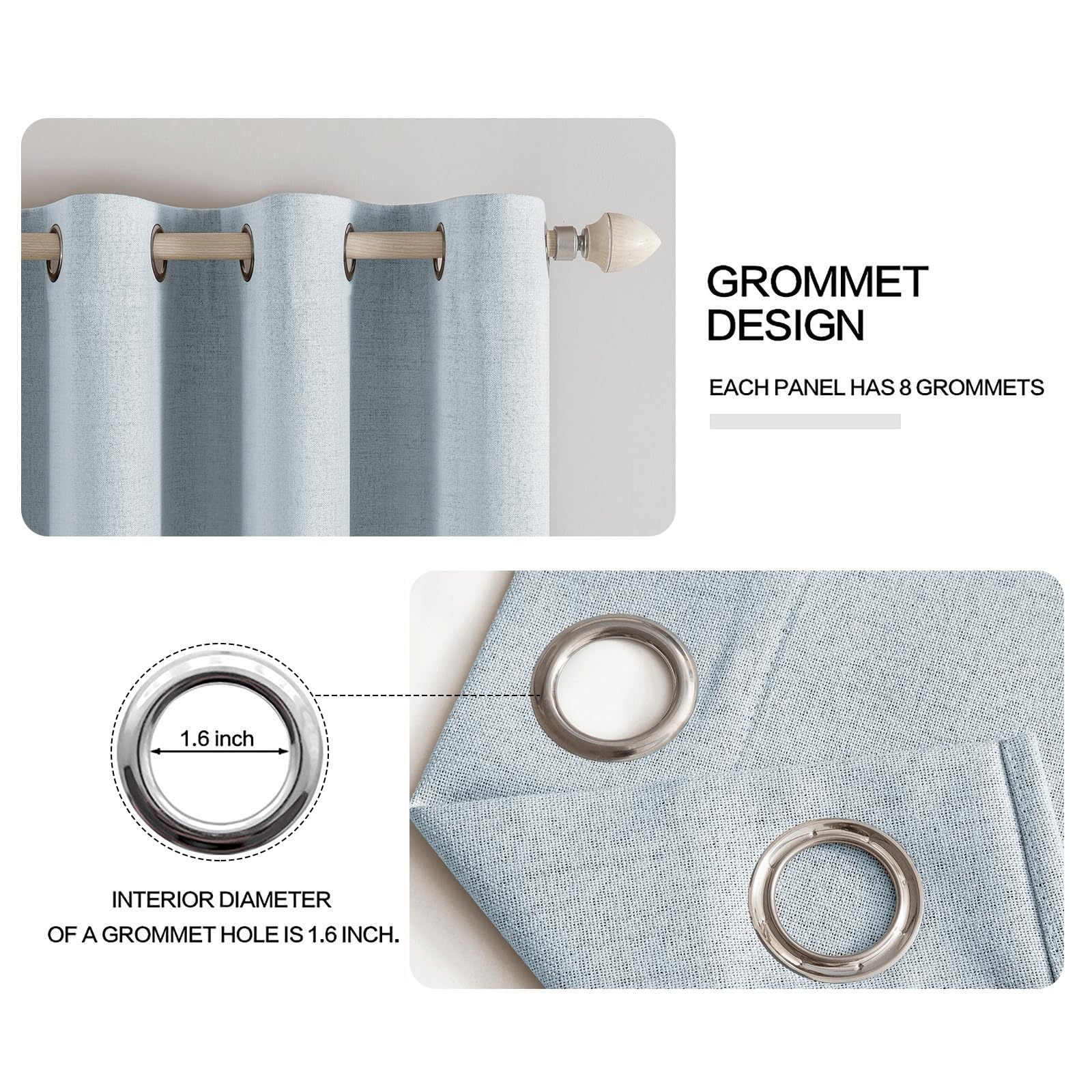MIULEE thermal-insulated curtains darken rooms for daytime rest.