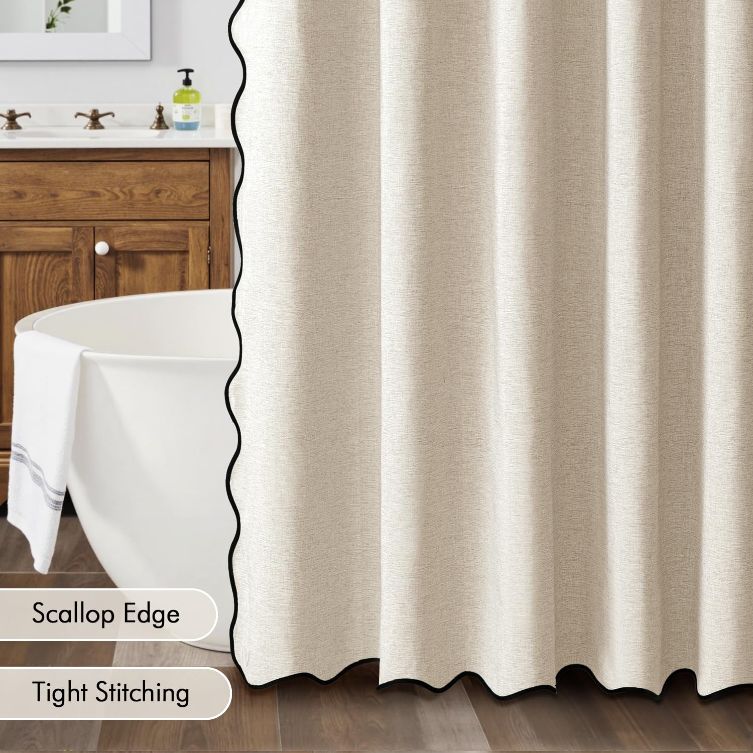 MIULEE thick faux linen fabric provides privacy without a liner.